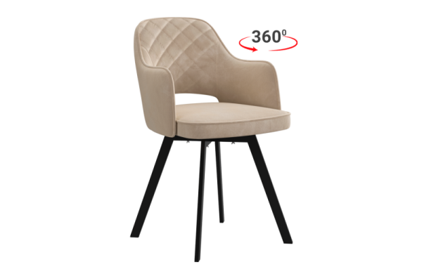 Стул Оксфорд Т2П пломбир (велюр)/черный