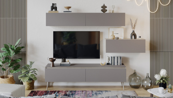 Гостиная «Глосс» №6 Баттл Рок, Стекло Светлый Stone(St), Бежевый