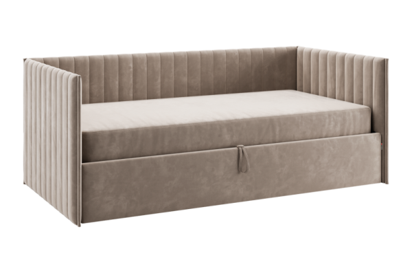 Кровать с подъемным механизмом Твикс (Софа) 90х200 см латте (велюр)