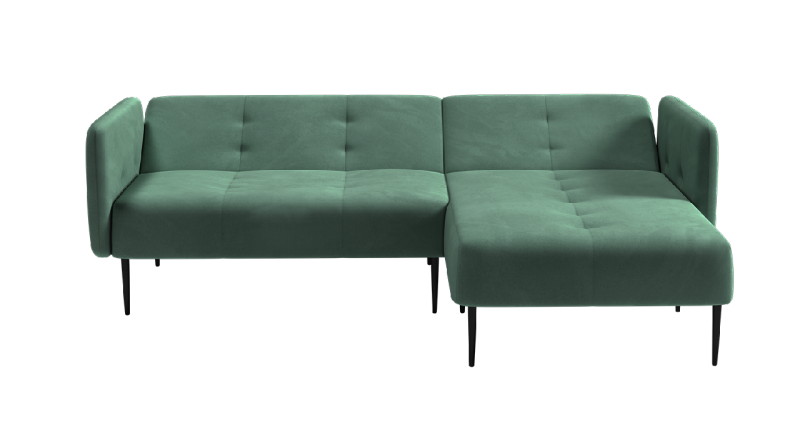 Монако диван-кровать с шезлонгом, с подлокотниками, бархат зеленый 19