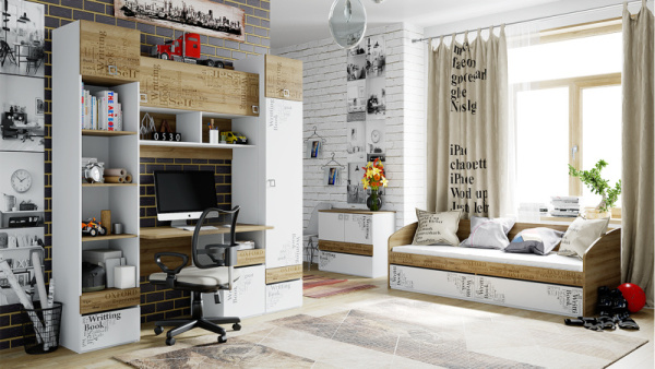 Набор детской мебели «Оксфорд» №3 Ривьера, Белый с рисунком