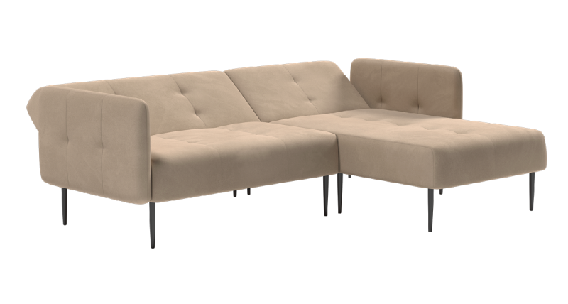 Монако диван-кровать с шезлонгом, с подлокотниками, бархат бежевый 5