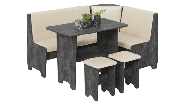 Кухонный уголок «Техас» Исп.1 Ателье темный, Экокожа бежевая