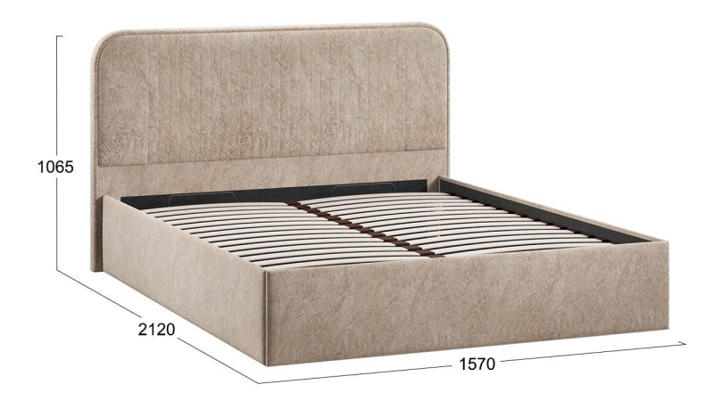 Кровать с ПМ «Тиффани» Тип 1 (с подъемным механизмом) Микровелюр Wellmart Dark Beige