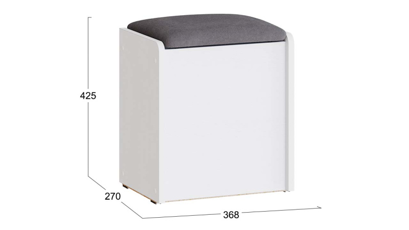 Пуф Бостон Белый Ясень, Велюр Серый