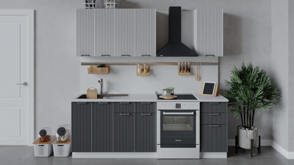 Кухонный гарнитур «Кимберли» длиной 160 см Белый, Сноу, Титан