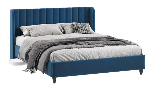 Кровать с ПМ «Шанель» (с подъемным механизмом) Микровелюр Wellmart Blue