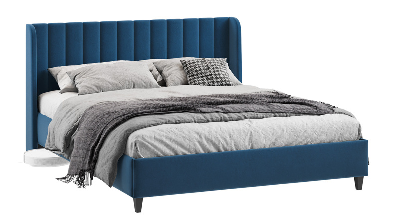 Кровать с ПМ «Шанель» (с подъемным механизмом) Микровелюр Wellmart Blue