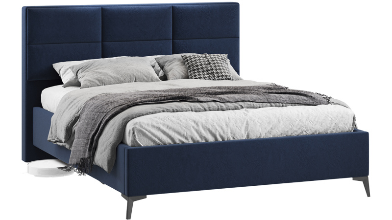 Кровать с ПМ «Делана»  (с подъемным механизмом) Микровелюр Wellmart Blue