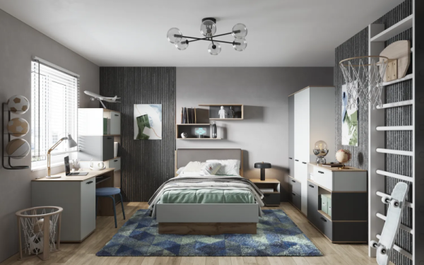 Детская Мали Белый/Дуб Вотан/Графит