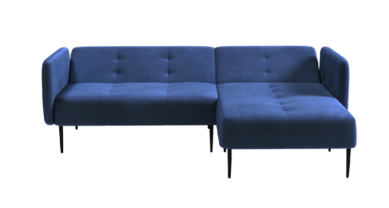 Монако диван-кровать с шезлонгом, с подлокотниками, бархат синий 29