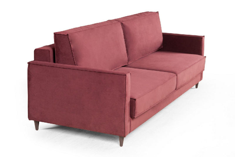 Кельн диван-кровать трехместный прямой, велюр красный