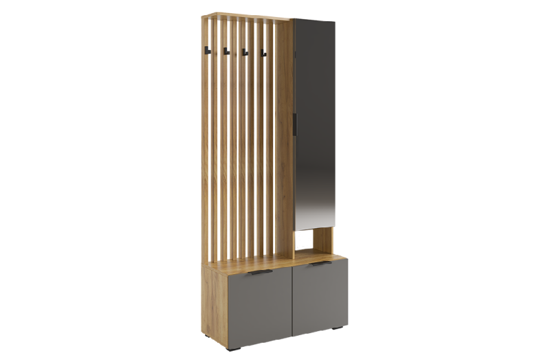 Прихожая "Бери К8" (1200х350х2226) дуб крафт золотой/графит