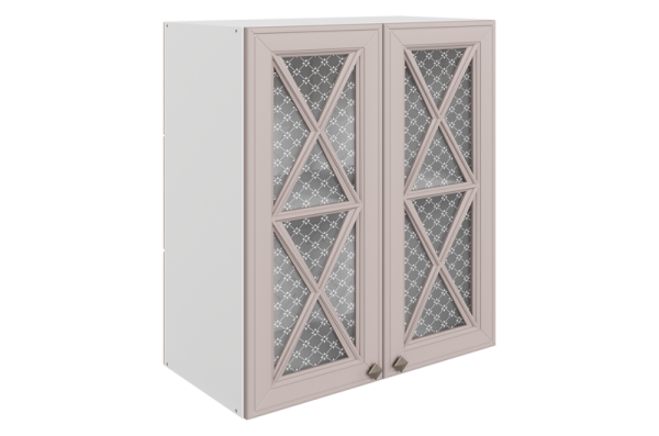 Мишель Шкаф навесной L600 Н720 (2 дв. крест.) (эмаль) белый/кофейный