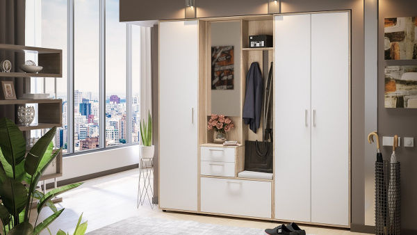 Прихожая «Витра» Дуб Сонома, Белый Ясень