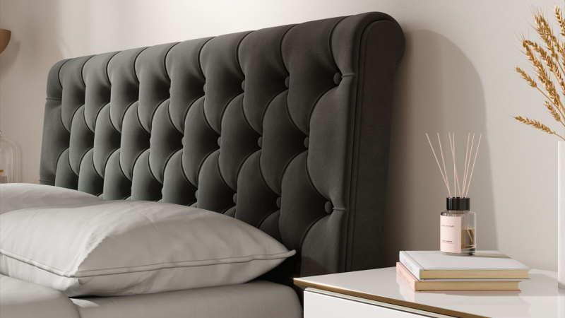 Кровать без ПМ «Скарлет» Тип 1 (без подъемного механизма) Велюр Графит