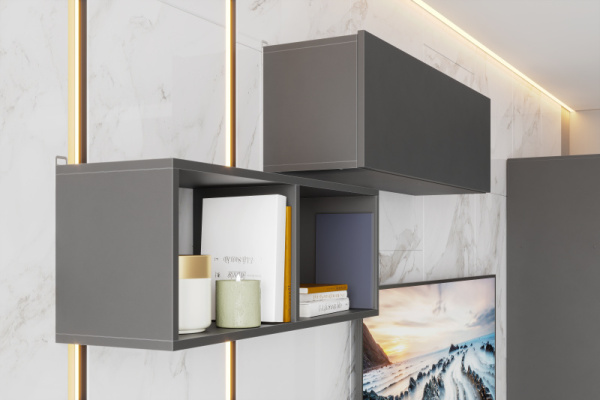 Модульная система "Денвер" Полка книжная Графит серый