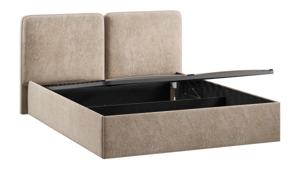 Кровать с ПМ «Токио» (с подъемным механизмом) Микровелюр Wellmart Dark Beige
