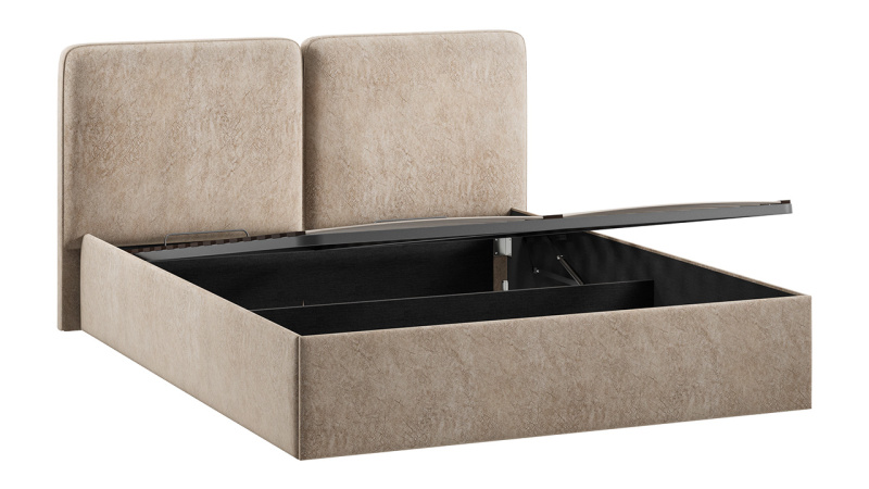 Кровать с ПМ «Токио» (с подъемным механизмом) с заглушиной Микровелюр Wellmart Dark Beige