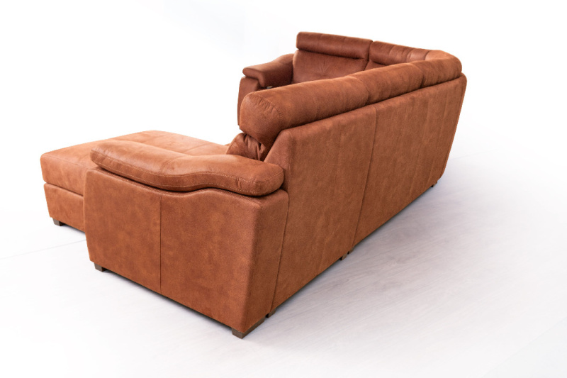 Бостон диван-кровать угловой с шезлонгом и электрореклайнером, замша nabuk