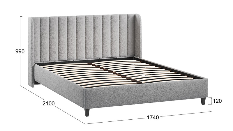 Кровать с ПМ «Шанель» (с подъемным механизмом) Экомех BravoASH Lite Grey