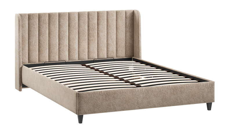 Кровать с ПМ «Шанель» (с подъемным механизмом) Микровелюр Wellmart Dark Beige