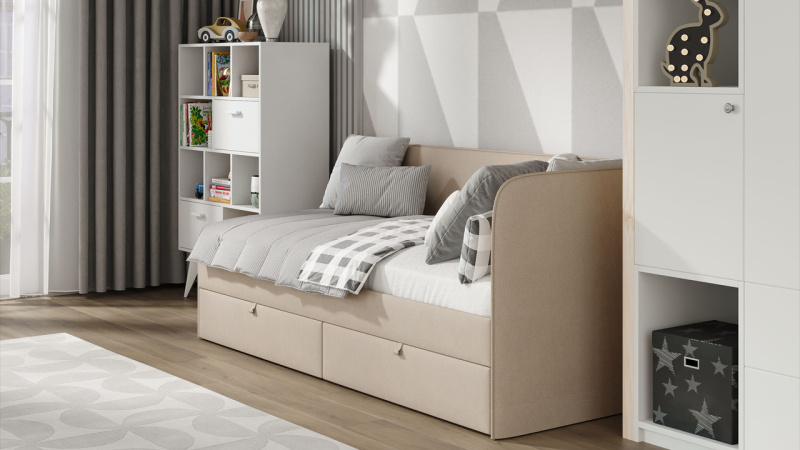 Кровать с мягкой обивкой «Молли» Тип 1 Микровелюр Scandi Cream 03