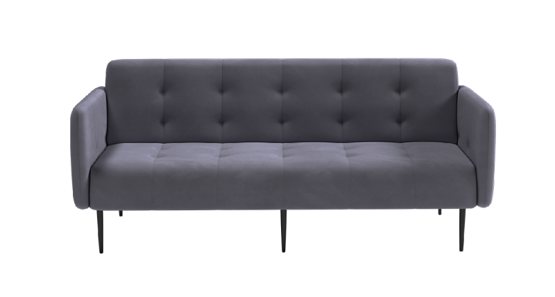 Монако диван-кровать прямой с подлокотниками, трехместный, бархат серый 27