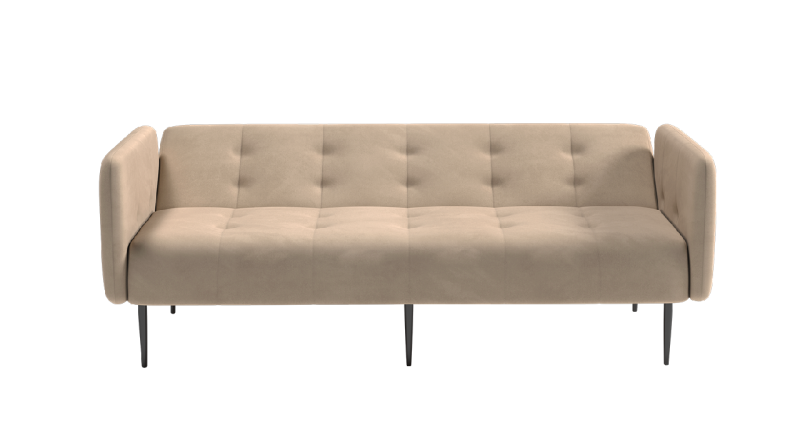 Монако диван-кровать прямой с подлокотниками, трехместный, бархат бежевый 5