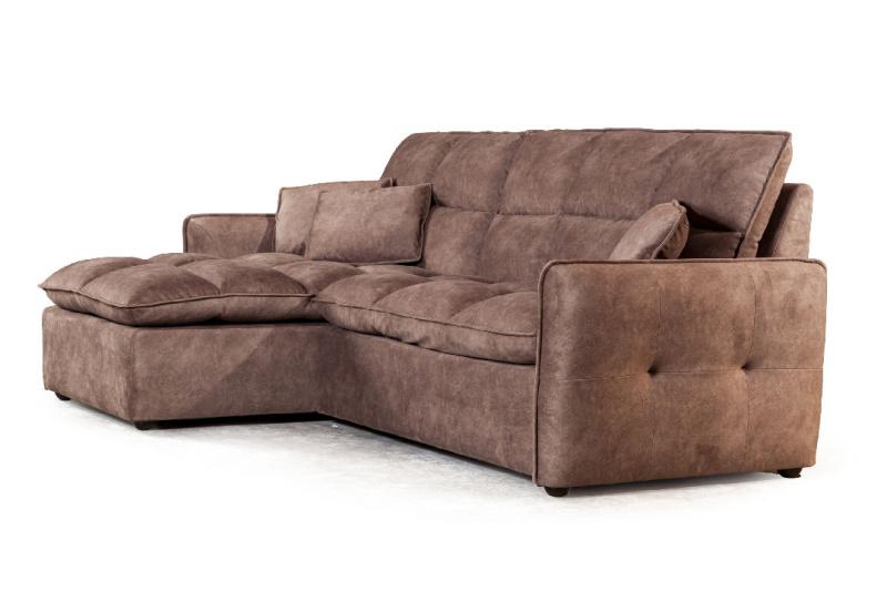 Рио диван-кровать с шезлонгом, замша camel