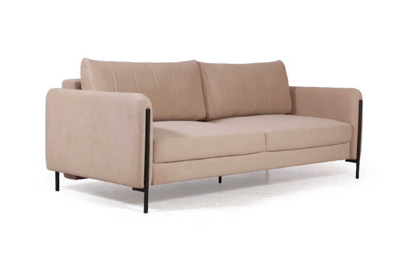 Барселона диван-кровать трехместный прямой, велюр бежевый