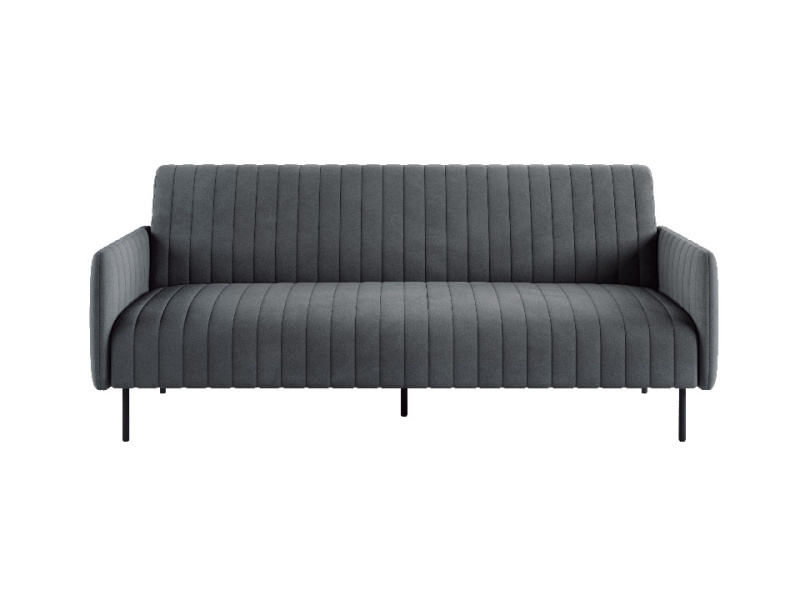 Баккара диван-кровать трехместный прямой с подлокотниками, бархат серый 27