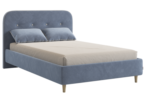 Кровать с основанием Лео 120х200 см топаз (велюр)/галька (велюр)