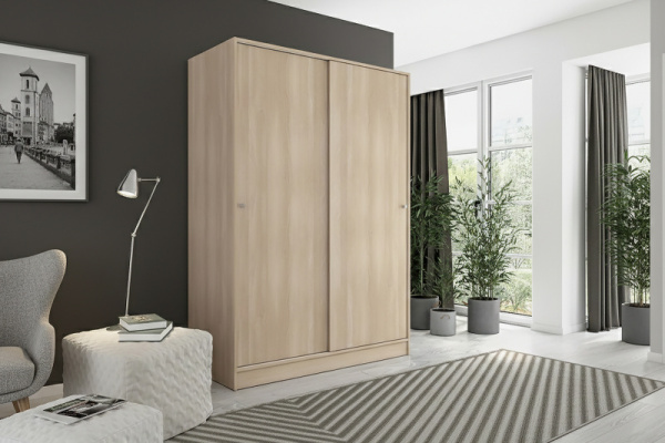 Шкаф 135х59х190 см для одежды в спальню/прихожую  с 5 полками и штангой Теви