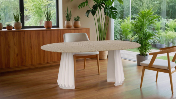 Стол обеденный раздвижной Даймонд Ваниль/Дуб тангент натуральный