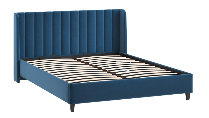 Кровать с ПМ «Шанель» (с подъемным механизмом) Микровелюр Wellmart Blue