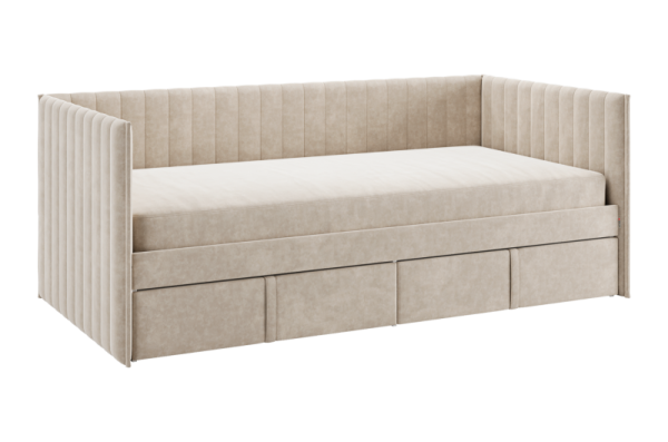 Кровать с ящиками Твикс (Софа) 90х200 см капучино (велюр)