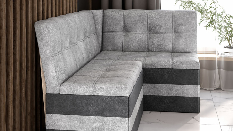 Скамья угловая «Оскар» исп. 2 Микровелюр Wellmart Silver, Graphite