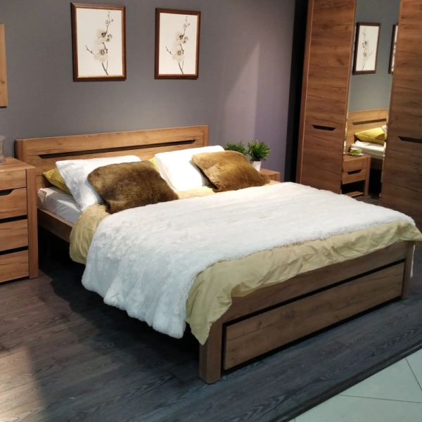 Кровать Афина А3 Дуб Крафт/Венге (160х200 см) с основанием