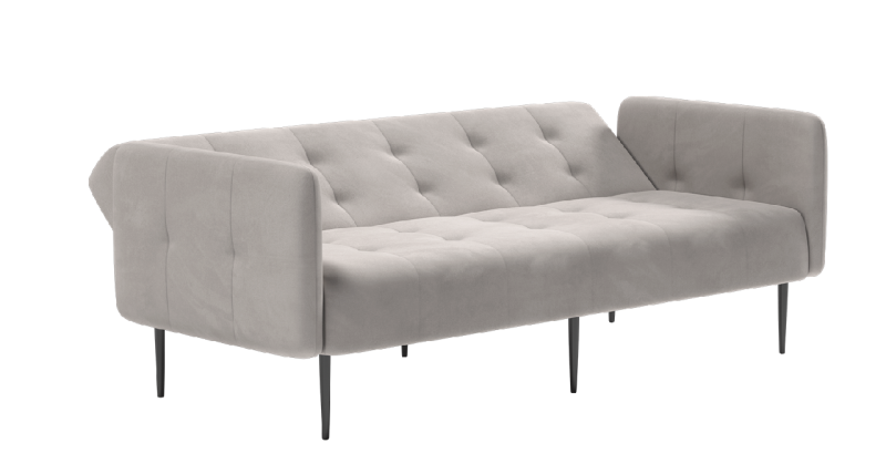 Монако диван-кровать прямой с подлокотниками, трехместный, велюр серый Velutto 52