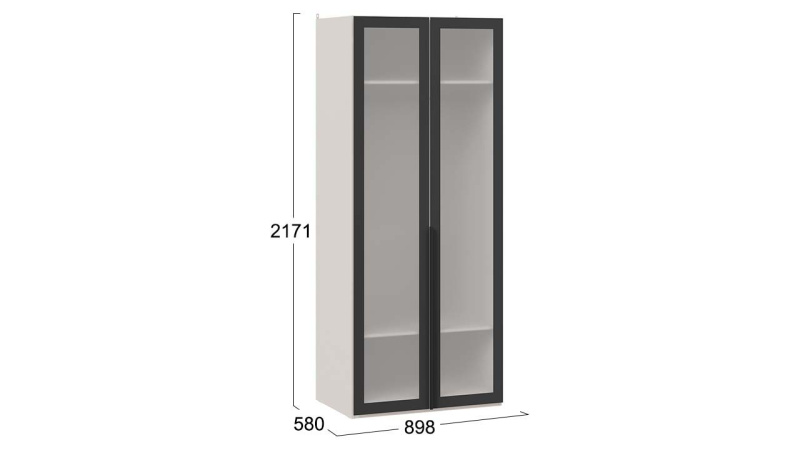 Шкаф для одежды (580) с 2 дверями со стеклом «Порто»
