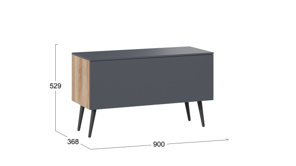 Тумба для теле- и радиоаппаратуры «Порто» с опорами Яблоня Беллуно, Графит софт, Серый