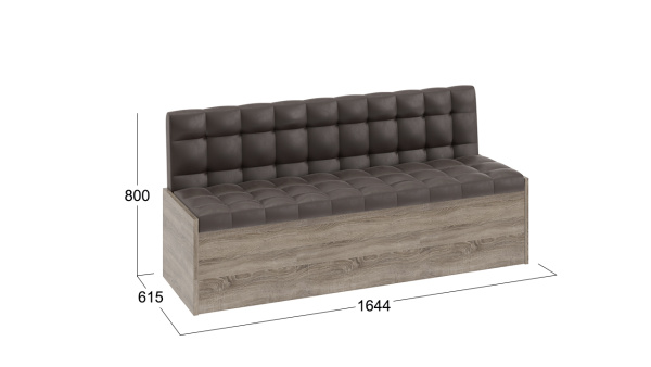 Скамья прямая «Форест» Дуб Сонома трюфель, Кожзам Коричневый