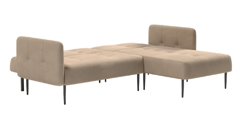 Монако диван-кровать с шезлонгом, с подлокотниками, бархат бежевый 5