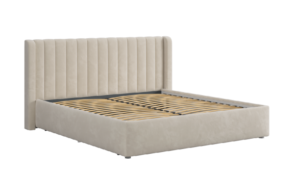 Кровать с подъемным механизмом Ева 180х200 см крем (велюр)