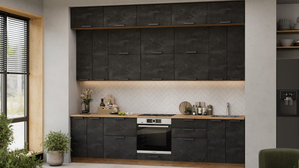 Модульная кухня «Детройт» Дуб Крафт золотой, Угольный Камень