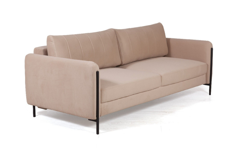 Барселона диван-кровать трехместный прямой, велюр бежевый