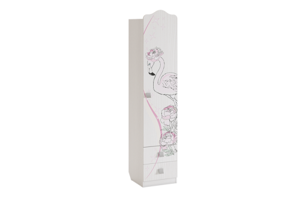 Фэнтези Шкаф комбинированный (с ящ. 1-створчатый) белый рамух