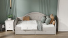 Кровать «Адель» с мягкой спинкой тип 1 Велюр Мокко светлый