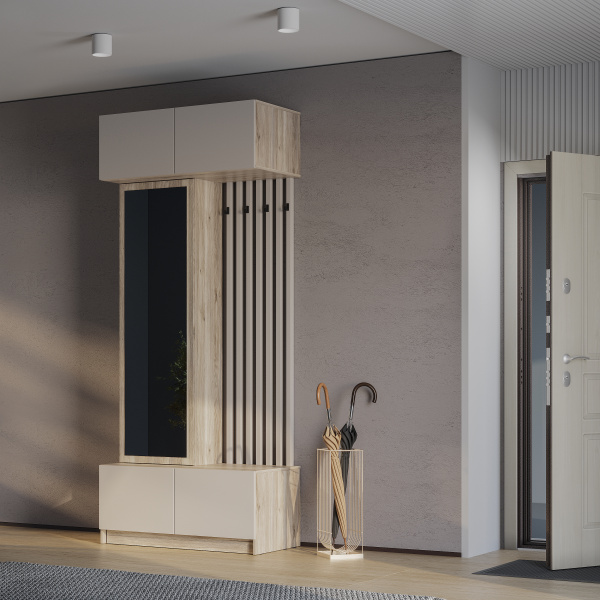 Прихожая Багира ПР-03 дуб смоки/кашемир